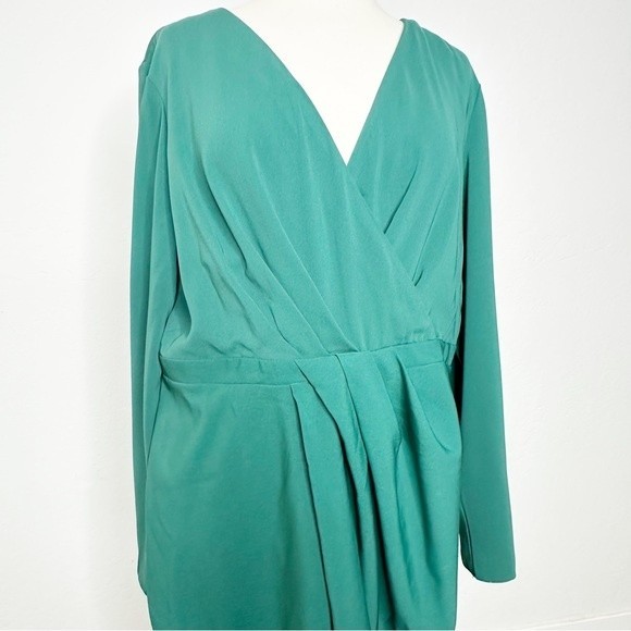 ASOS Design Long Sleeves Plunge Pleat Front Midi Dress in Dark Green NWT | 14 - Picture 3 of 16
